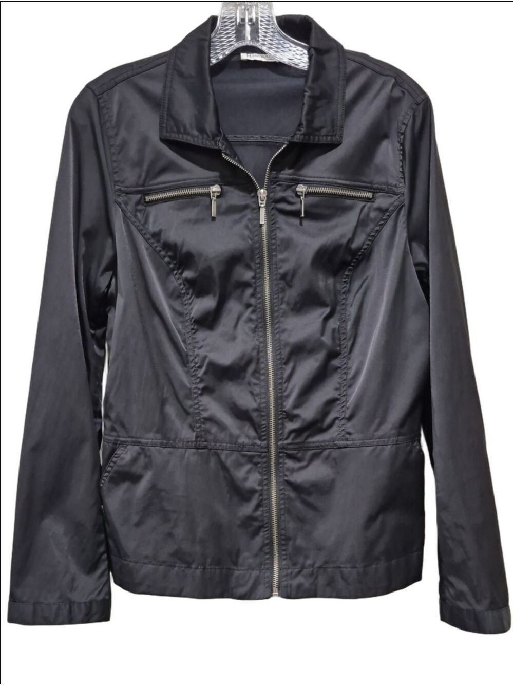 Revolution by Ricki's Black Zip Up Utility Jacket Size 12 Lightweight Coat